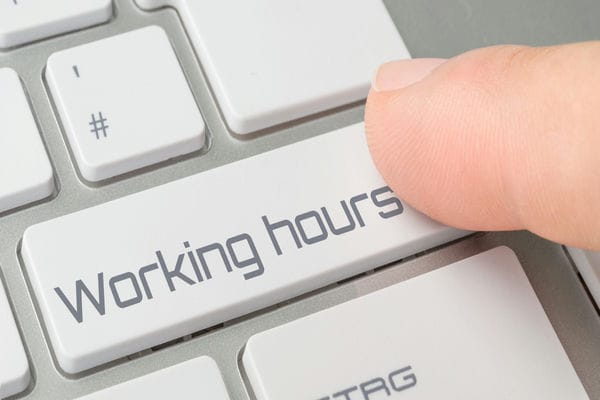 arbeitsbedingungen-arbeitszeiterfassung Tastatur mit der Taste "working hours"